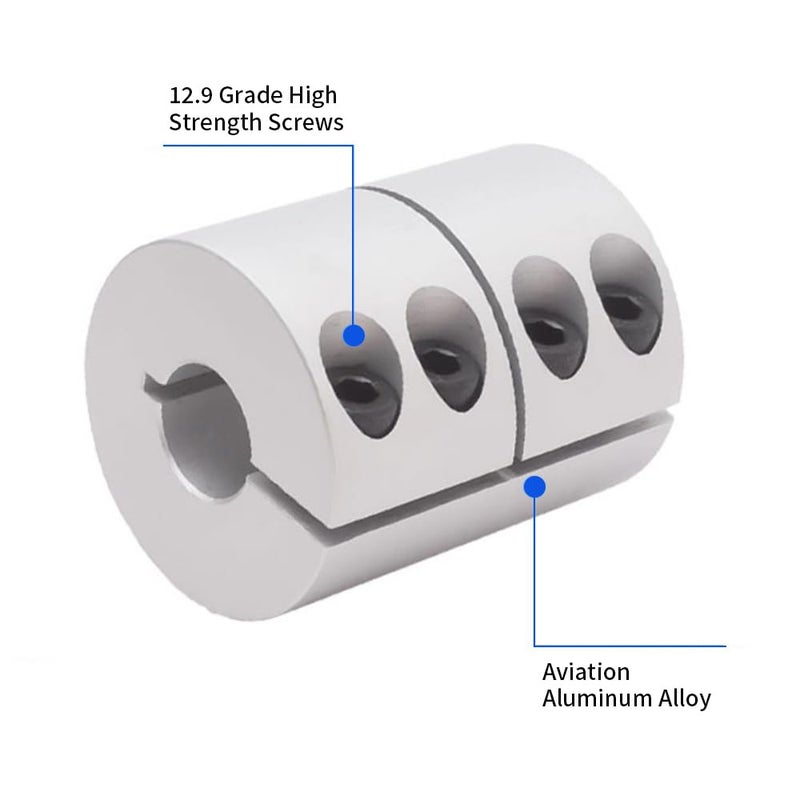 BORDSTRACT 8mm to 11mm Rigid Clamp-On Coupling, Diameter 32mm Length 45mm Aluminium Motor Shaft Coupler Connector for 3D Printer CNC Machine Servo Motor - Image 3